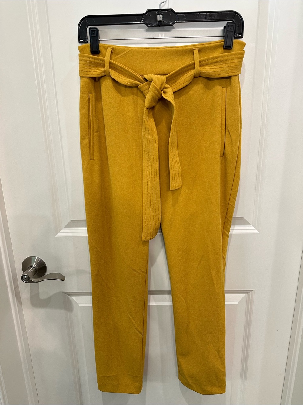 Jules & Leopold Mustard Tie-Waist Paperbag Trousers
